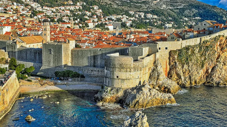 City of Dubrovnik seen from Adriatic coast, Croatia
