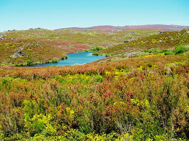 Hiking Trail near Montesinho - Porto Furado, blue lake can be seen beyond, Braganca.