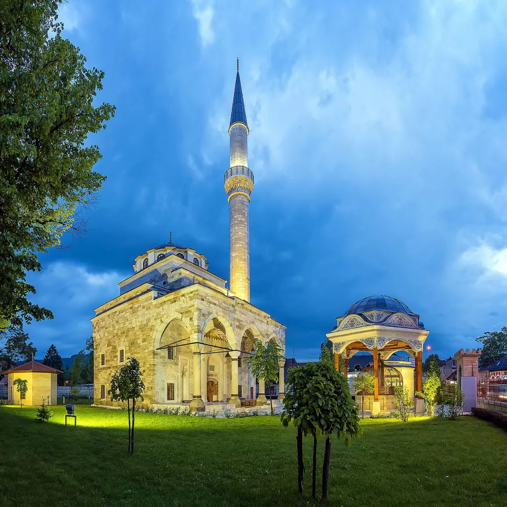 Ferhat Pasha Mosque in the evening, Banja Luka, Bosnia and Herzegovina