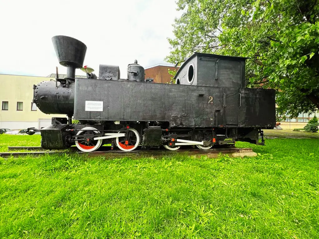 Steam Locomotive in front of Museum of Republika Sprska, Banja Luka, Bosnia and Herzegovina