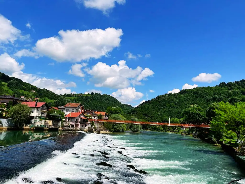 Waterfall on the river Vrbas in Novoselija near Banja Luka, Bosnia and Herzegovina