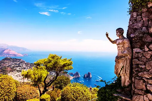 view-of-the-sea-and-the-statue-of-the-august-emperor-from-mount-solaro-anacapri. Italy